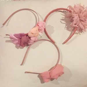 3 pink floral headbands